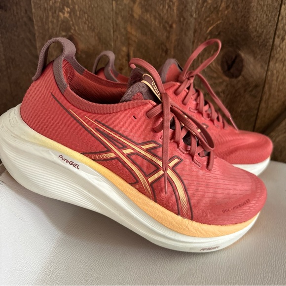 Asics Shoes - Asics Gel-Nimbus 27 Dark Pink Clay Orange glow running sneakers 8.5
